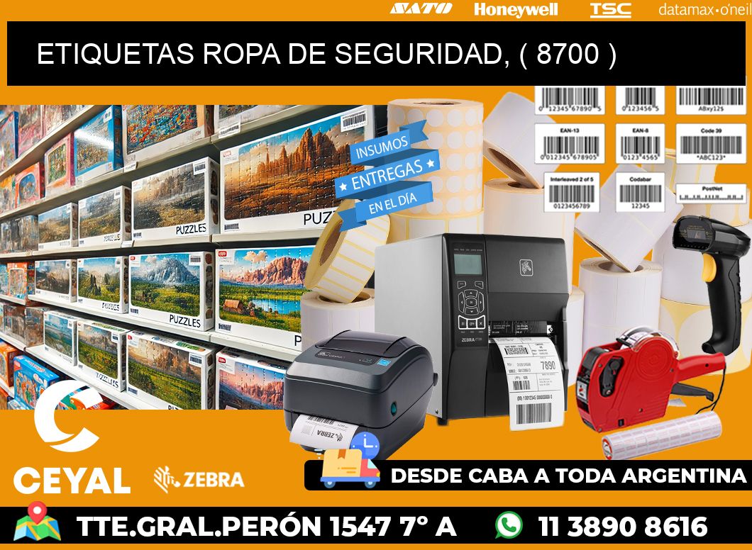 ETIQUETAS ROPA DE SEGURIDAD, ( 8700 )