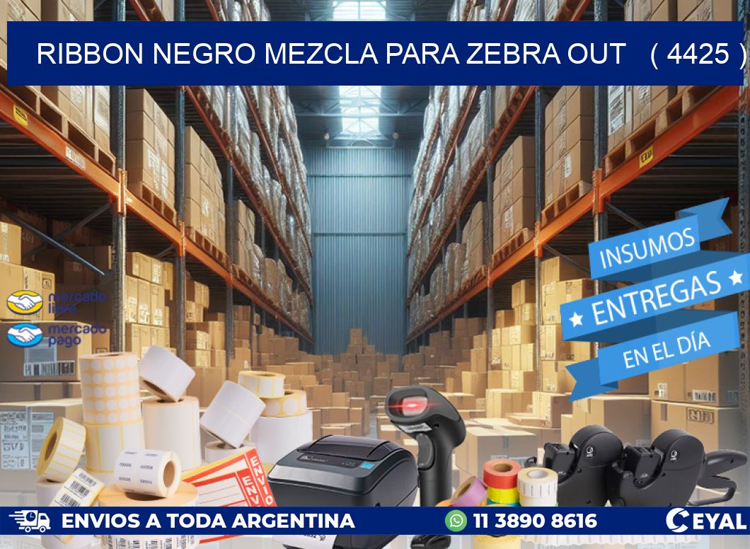 RIBBON NEGRO MEZCLA PARA ZEBRA OUT ( 4425 )