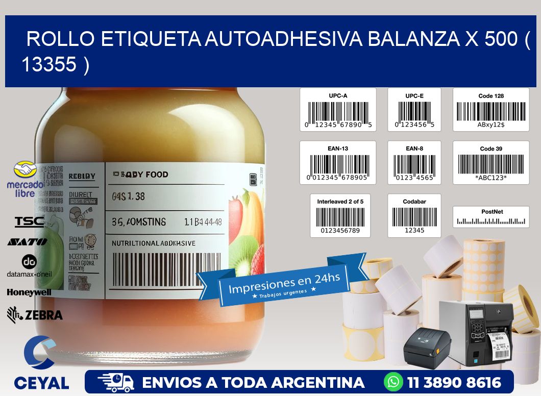 ROLLO ETIQUETA AUTOADHESIVA BALANZA X 500 ( 13355 )