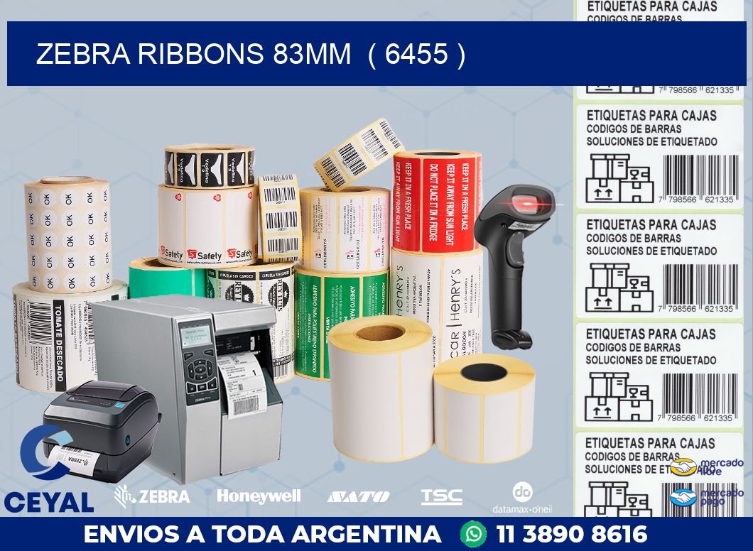 ZEBRA RIBBONS 83MM  ( 6455 )