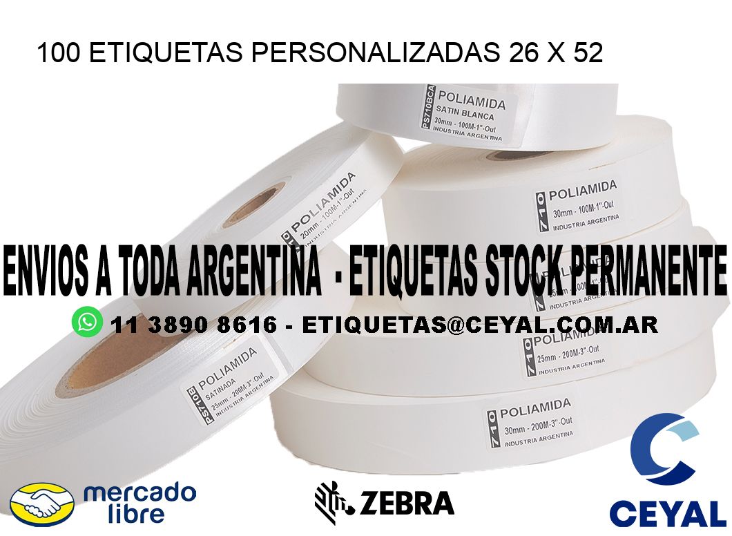 100 ETIQUETAS PERSONALIZADAS 26 x 52