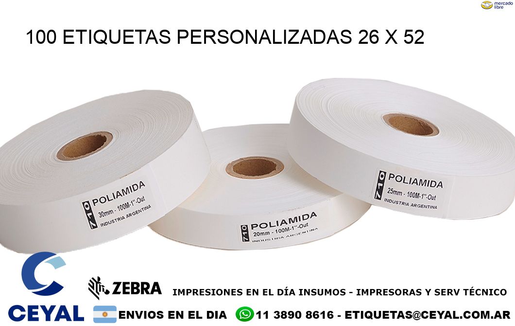 100 ETIQUETAS PERSONALIZADAS 26 x 52