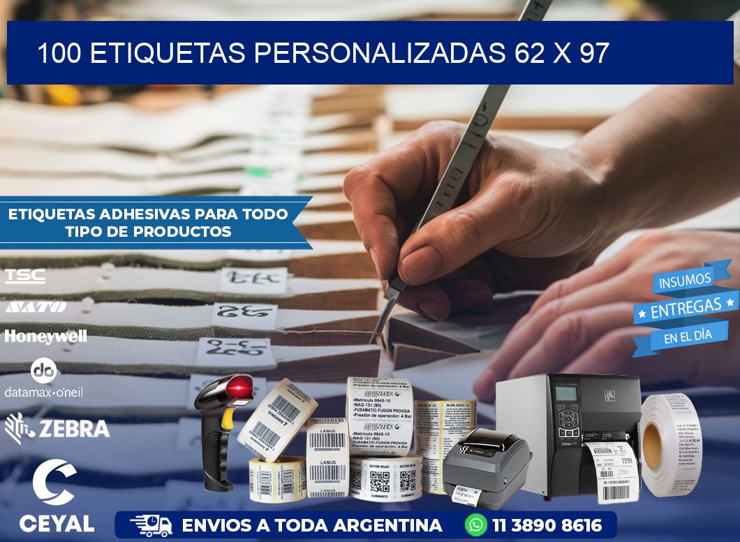 100 ETIQUETAS PERSONALIZADAS 62 x 97