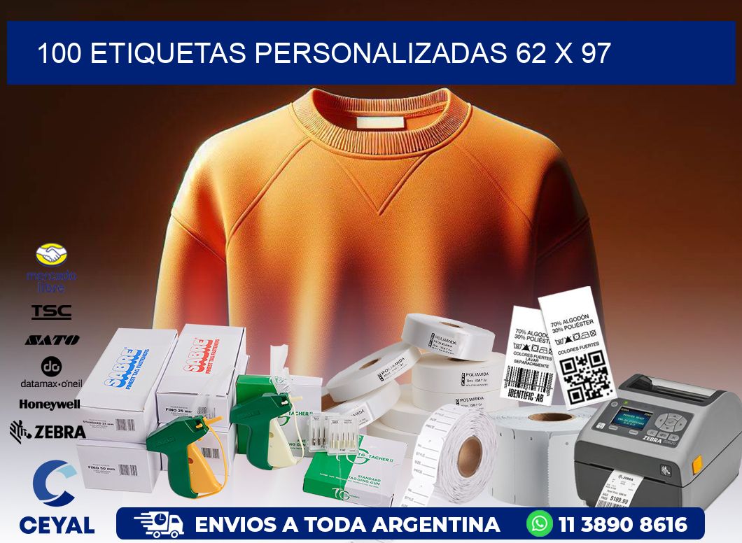 100 ETIQUETAS PERSONALIZADAS 62 x 97