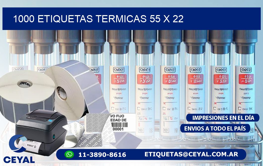 1000 ETIQUETAS TERMICAS 55 x 22