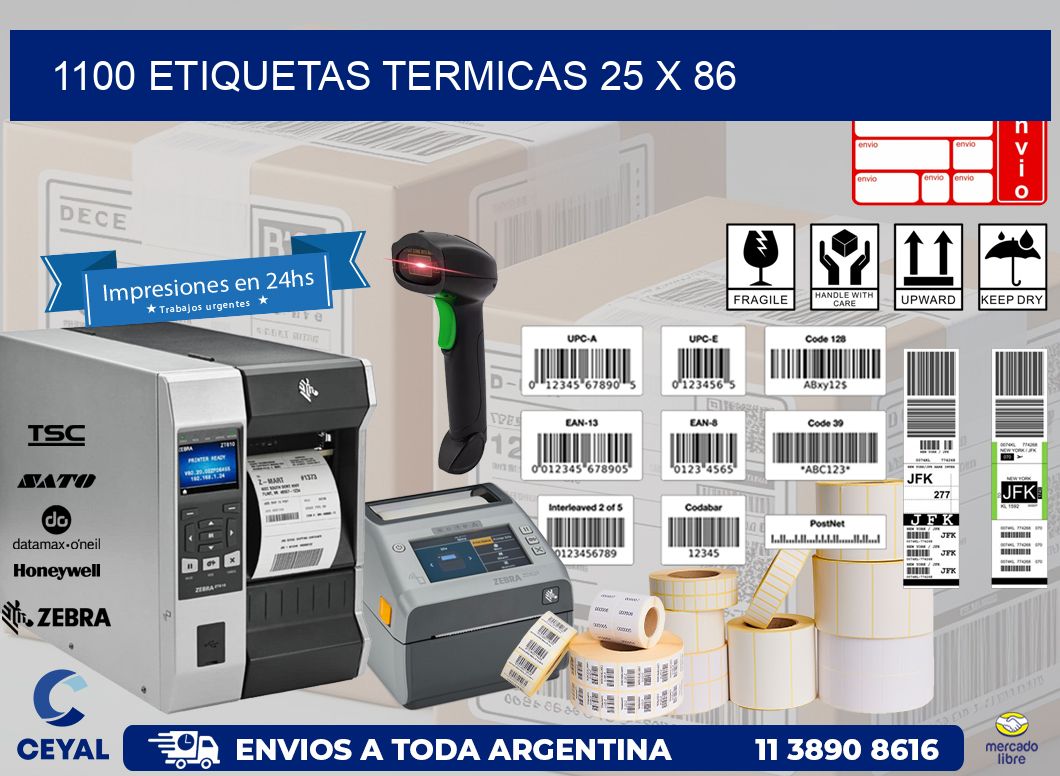 1100 ETIQUETAS TERMICAS 25 x 86