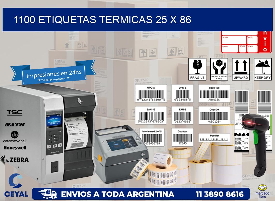 1100 ETIQUETAS TERMICAS 25 x 86