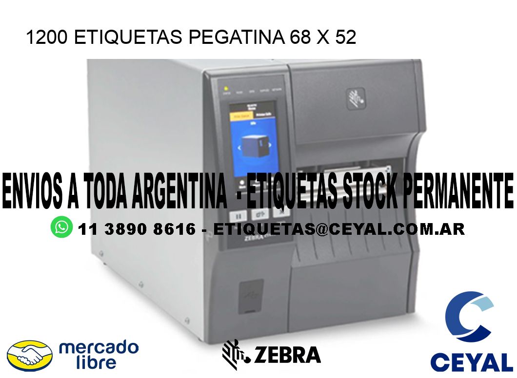 1200 ETIQUETAS PEGATINA 68 x 52