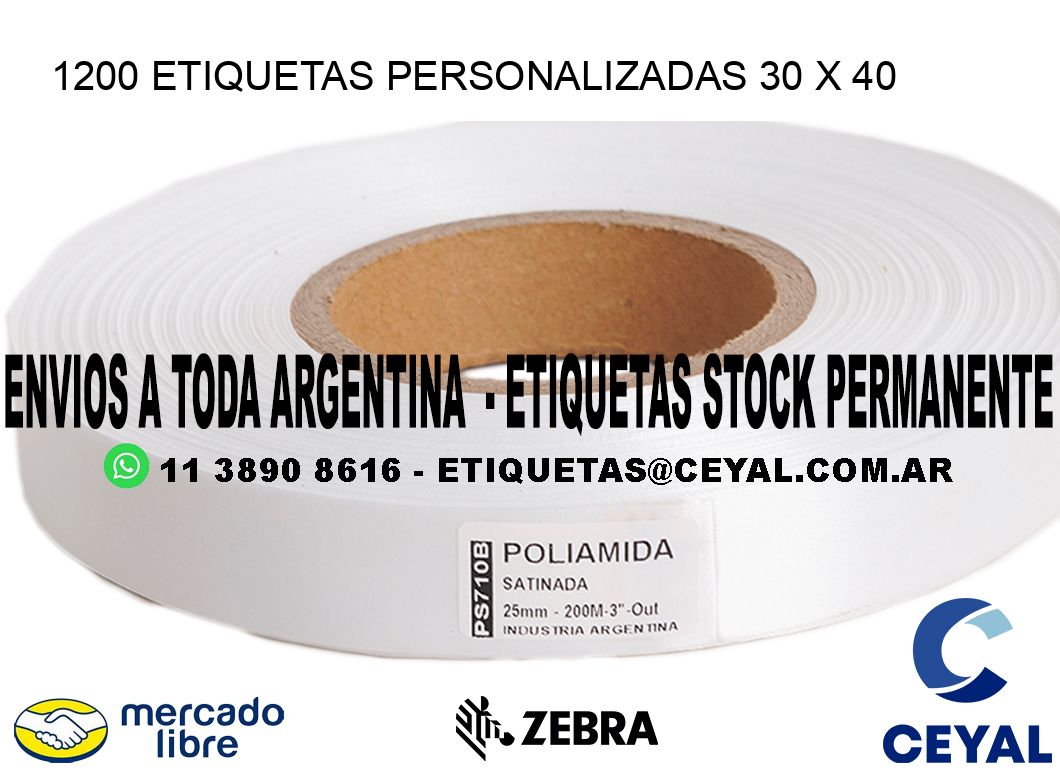 1200 ETIQUETAS PERSONALIZADAS 30 x 40