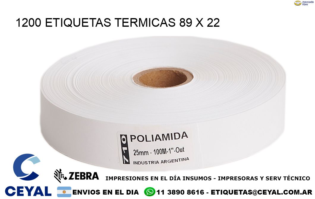 1200 ETIQUETAS TERMICAS 89 x 22