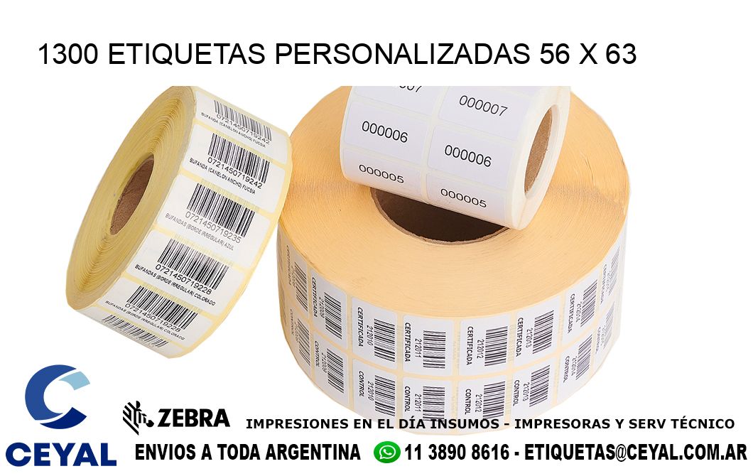 1300 ETIQUETAS PERSONALIZADAS 56 x 63