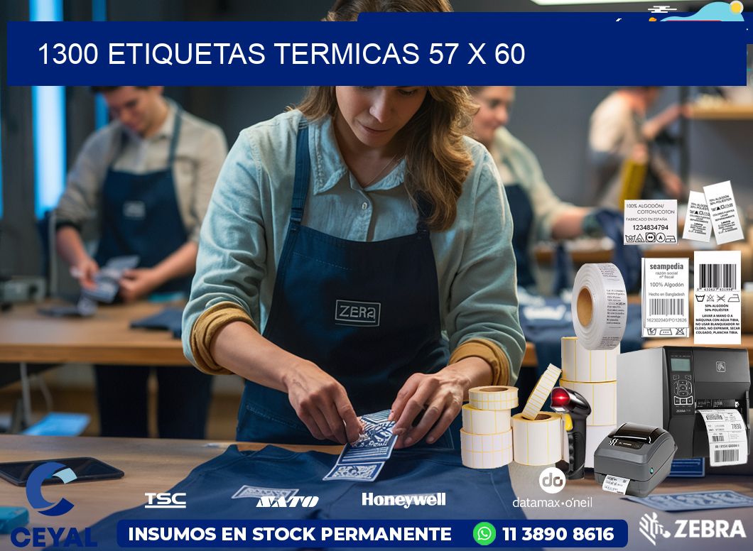 1300 ETIQUETAS TERMICAS 57 x 60