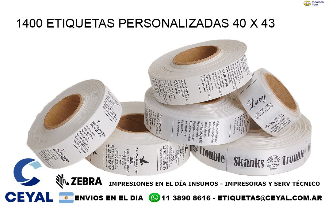 1400 ETIQUETAS PERSONALIZADAS 40 x 43