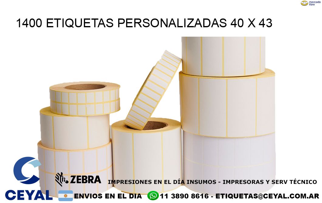 1400 ETIQUETAS PERSONALIZADAS 40 x 43