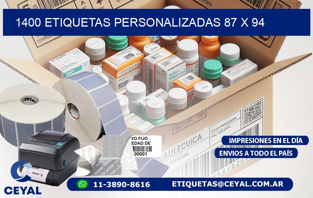 1400 ETIQUETAS PERSONALIZADAS 87 x 94