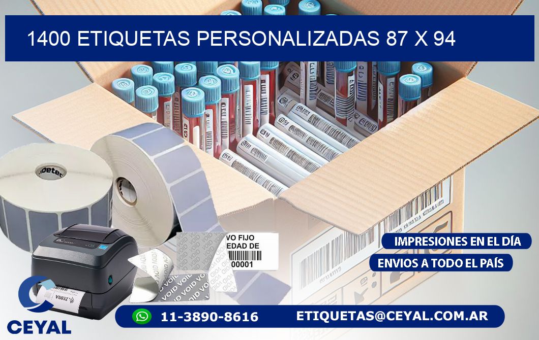 1400 ETIQUETAS PERSONALIZADAS 87 x 94
