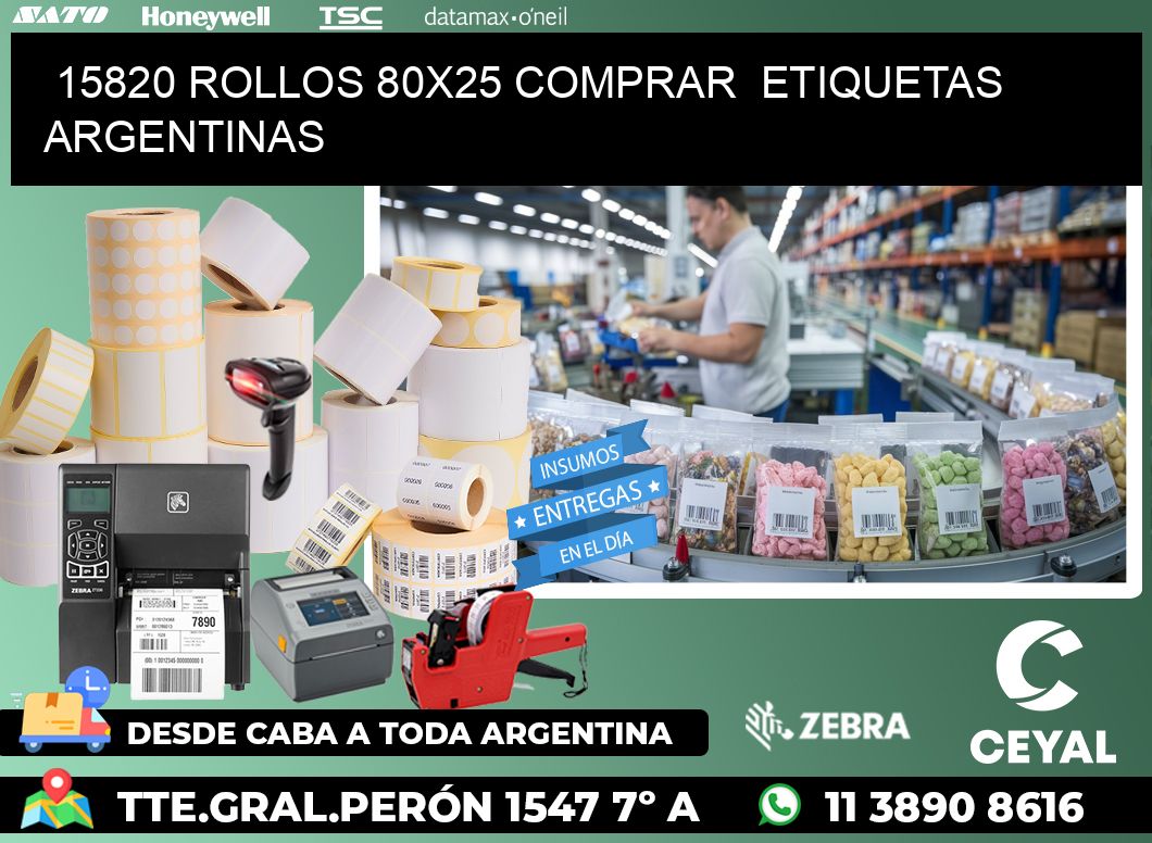 15820 ROLLOS 80X25 COMPRAR  ETIQUETAS ARGENTINAS