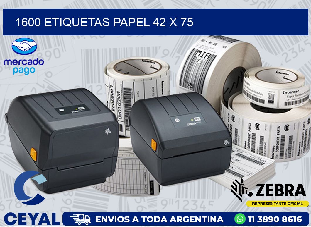 1600 ETIQUETAS PAPEL 42 x 75