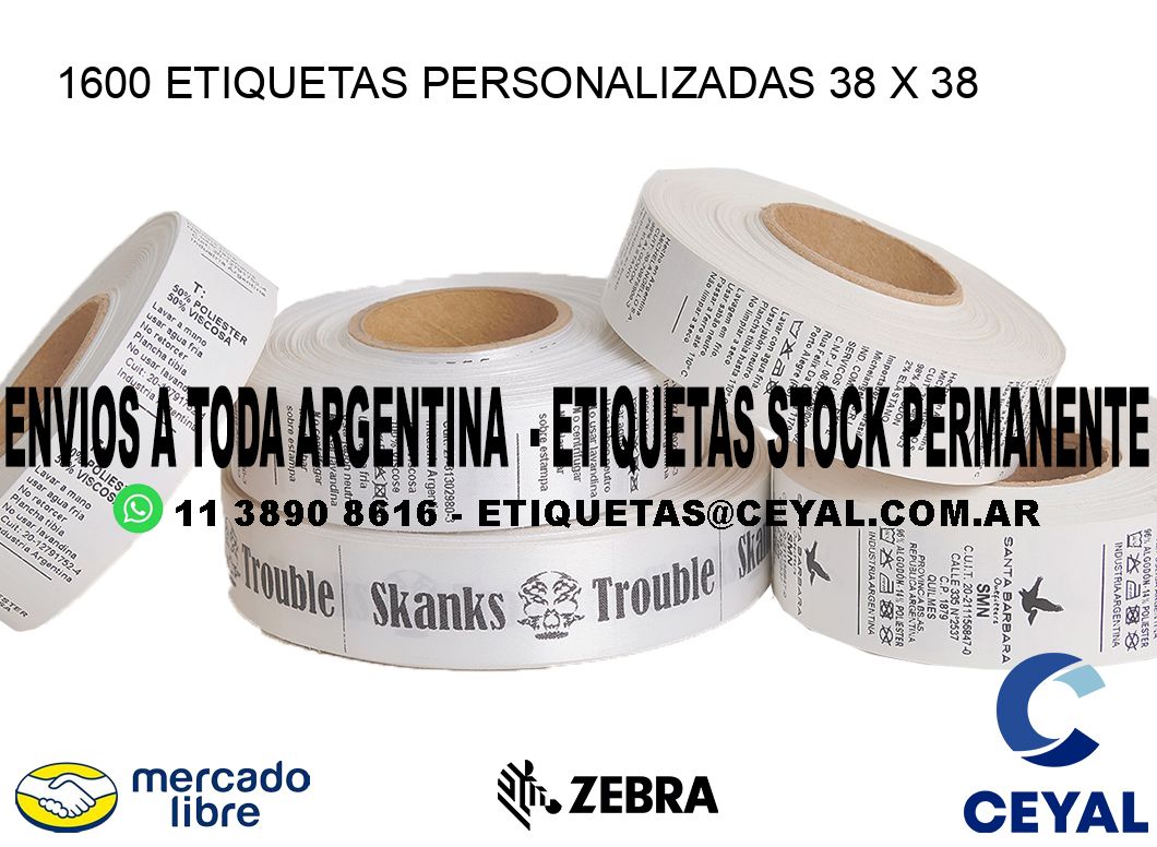 1600 ETIQUETAS PERSONALIZADAS 38 x 38