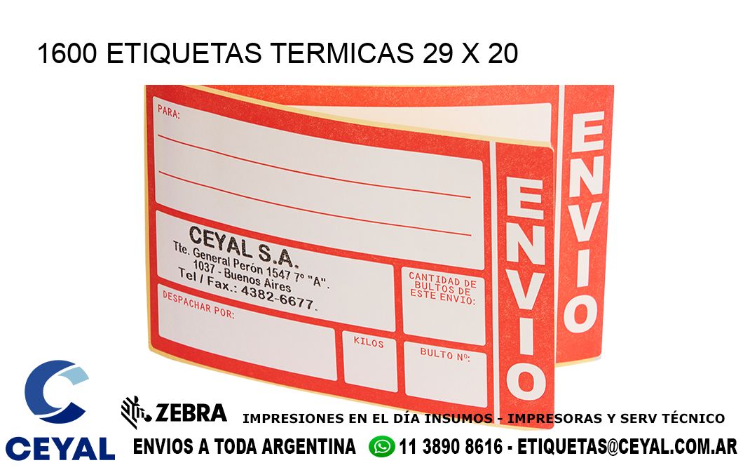 1600 ETIQUETAS TERMICAS 29 x 20