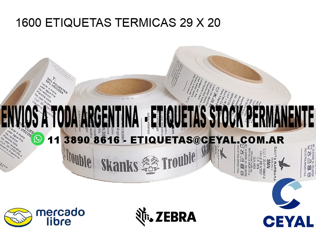 1600 ETIQUETAS TERMICAS 29 x 20