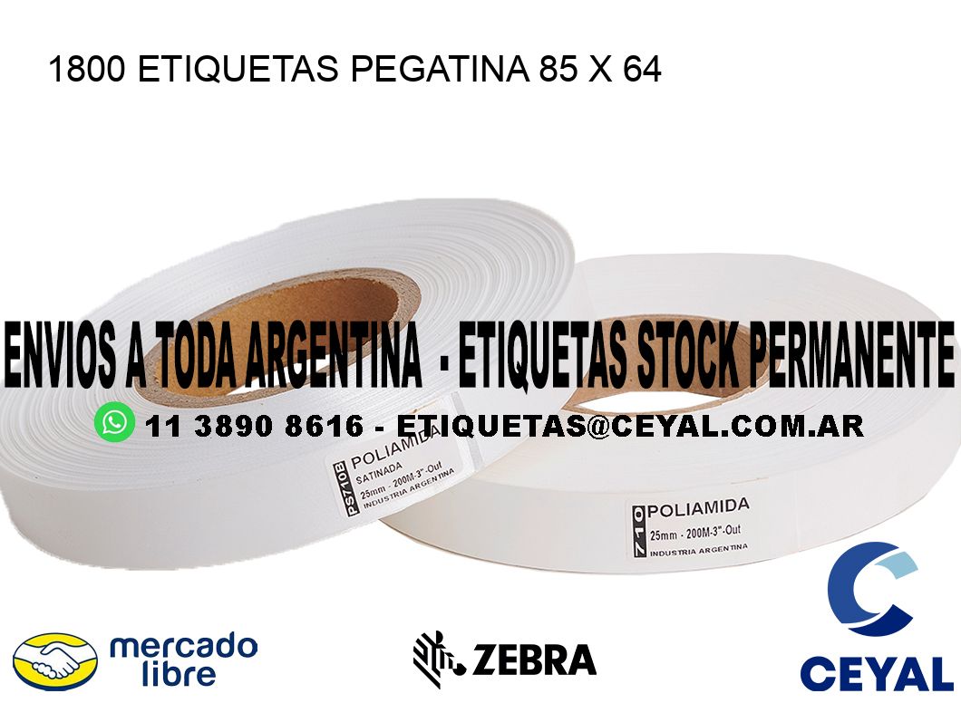 1800 ETIQUETAS PEGATINA 85 x 64