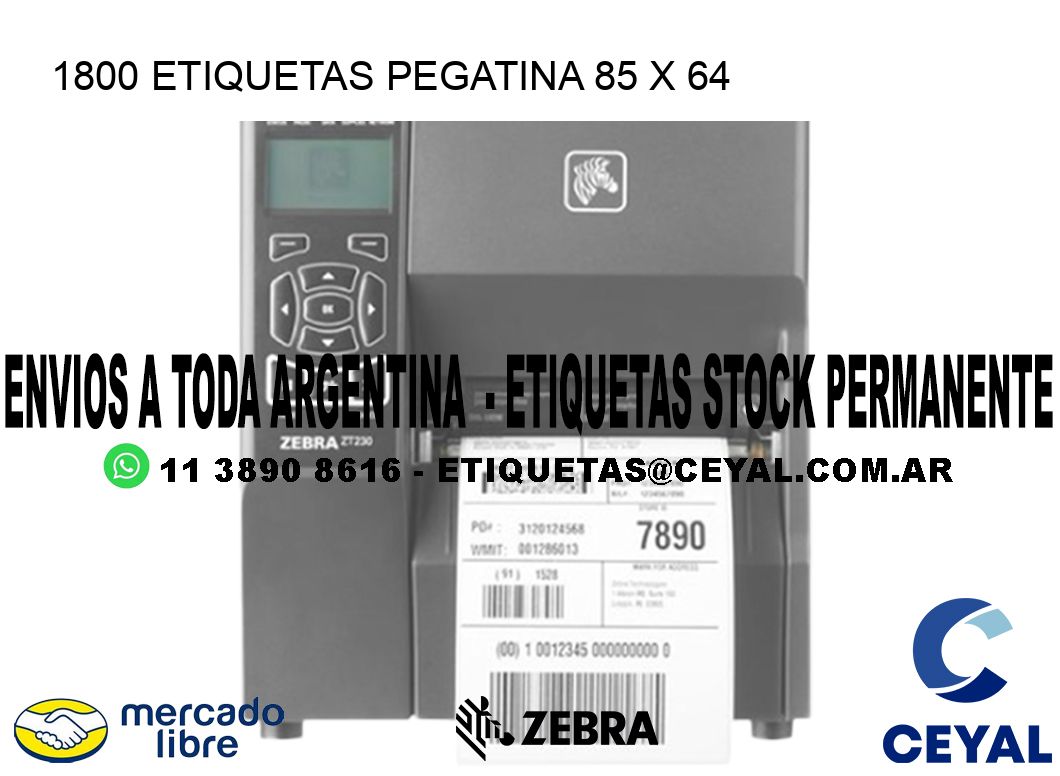 1800 ETIQUETAS PEGATINA 85 x 64