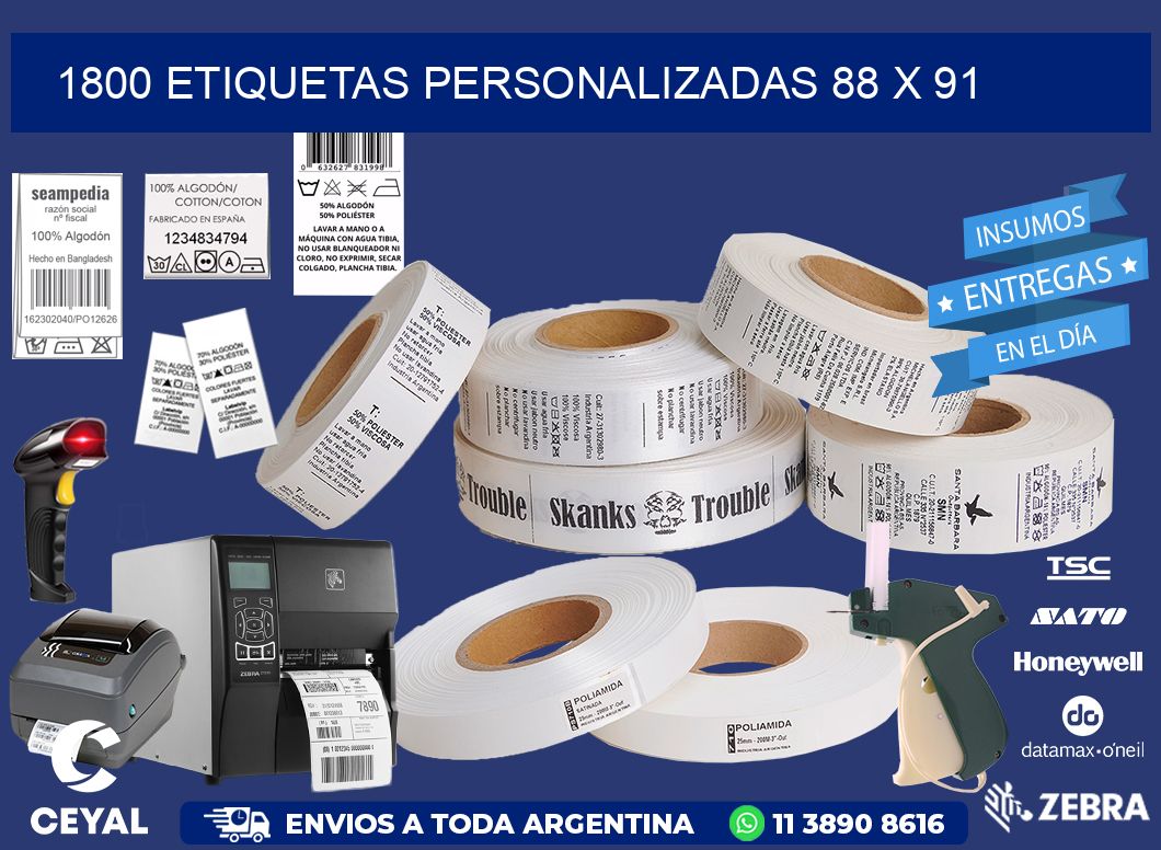 1800 ETIQUETAS PERSONALIZADAS 88 x 91