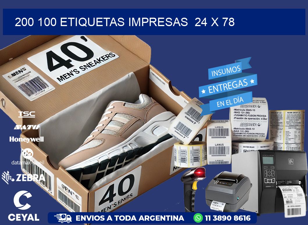 200 100 ETIQUETAS IMPRESAS  24 x 78