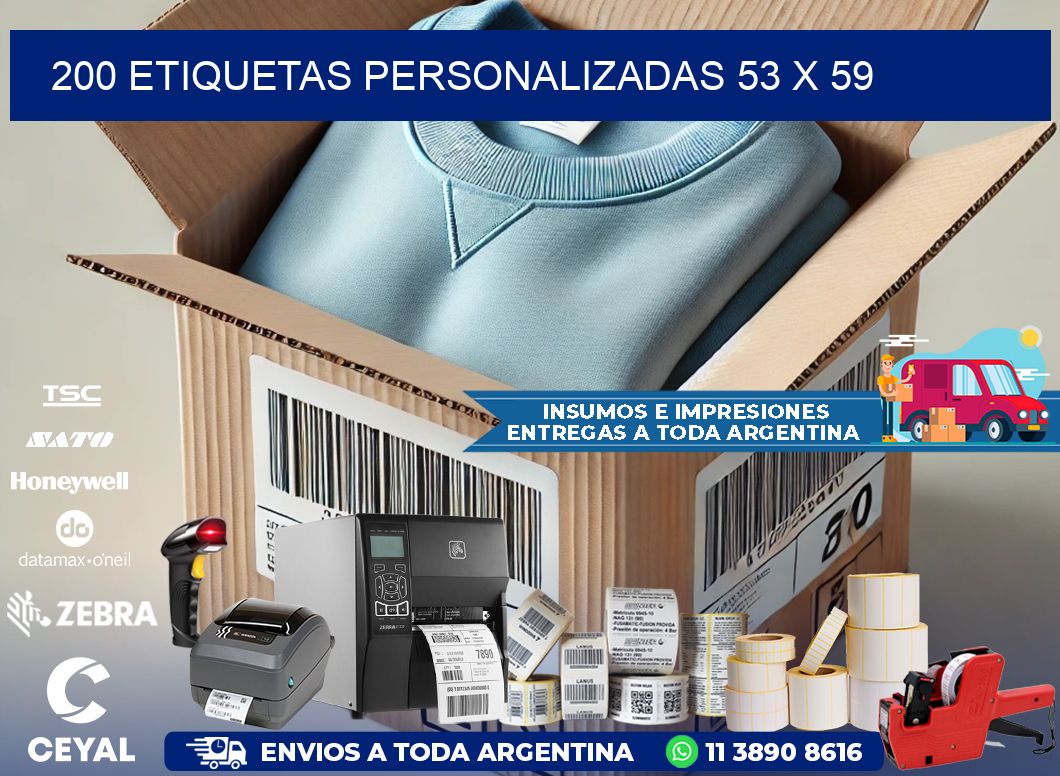 200 ETIQUETAS PERSONALIZADAS 53 x 59