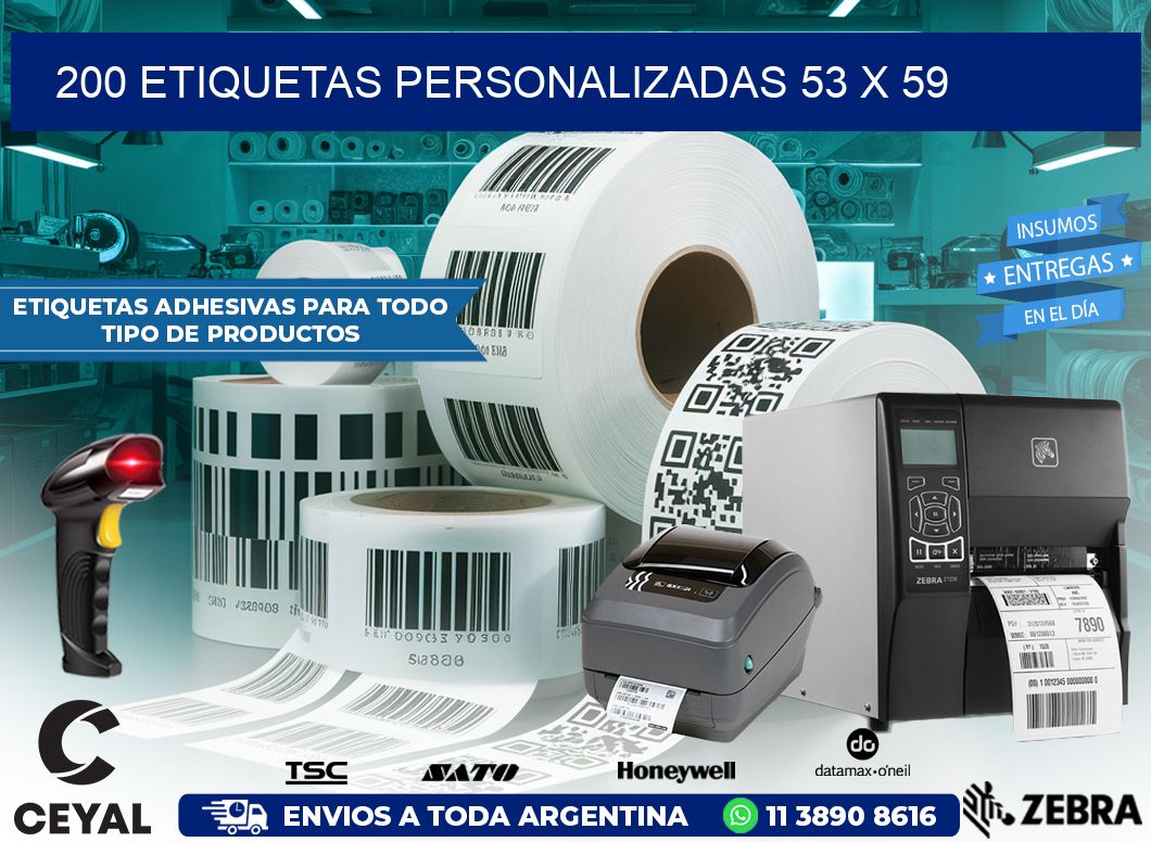 200 ETIQUETAS PERSONALIZADAS 53 x 59