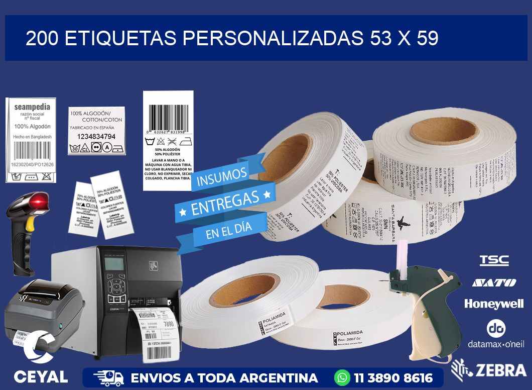 200 ETIQUETAS PERSONALIZADAS 53 x 59