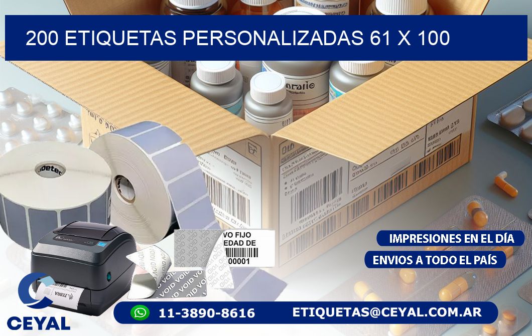 200 ETIQUETAS PERSONALIZADAS 61 x 100