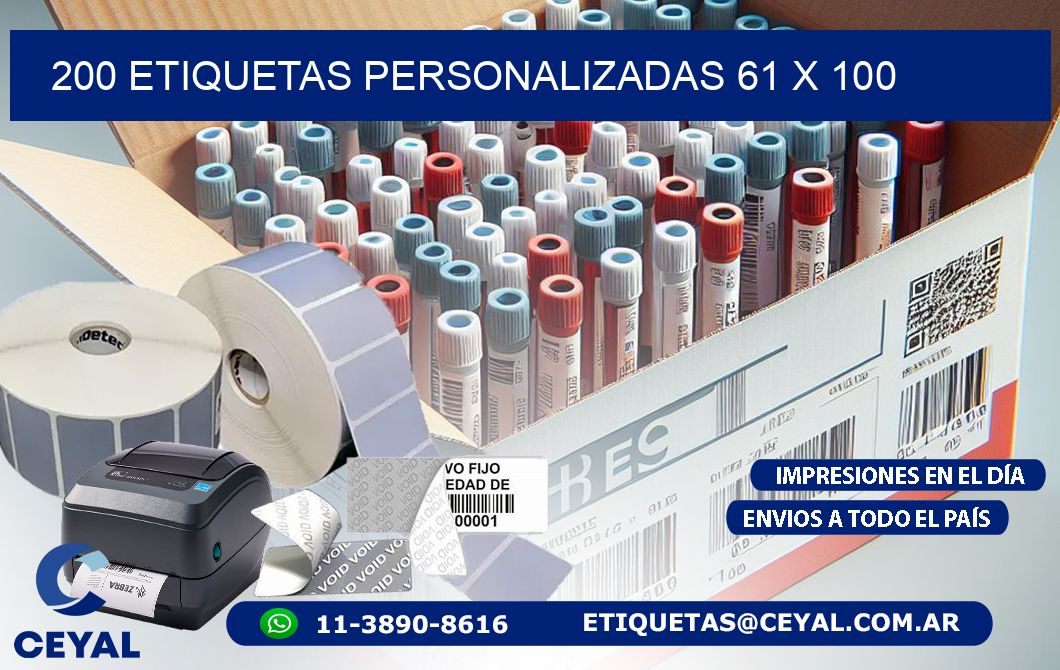 200 ETIQUETAS PERSONALIZADAS 61 x 100