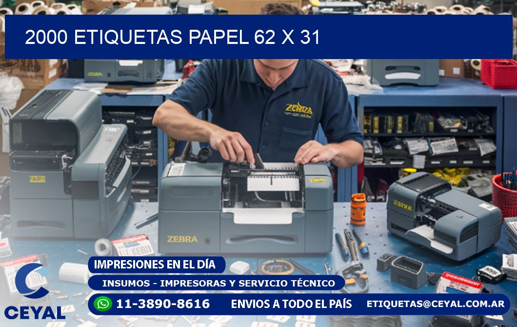 2000 ETIQUETAS PAPEL 62 x 31