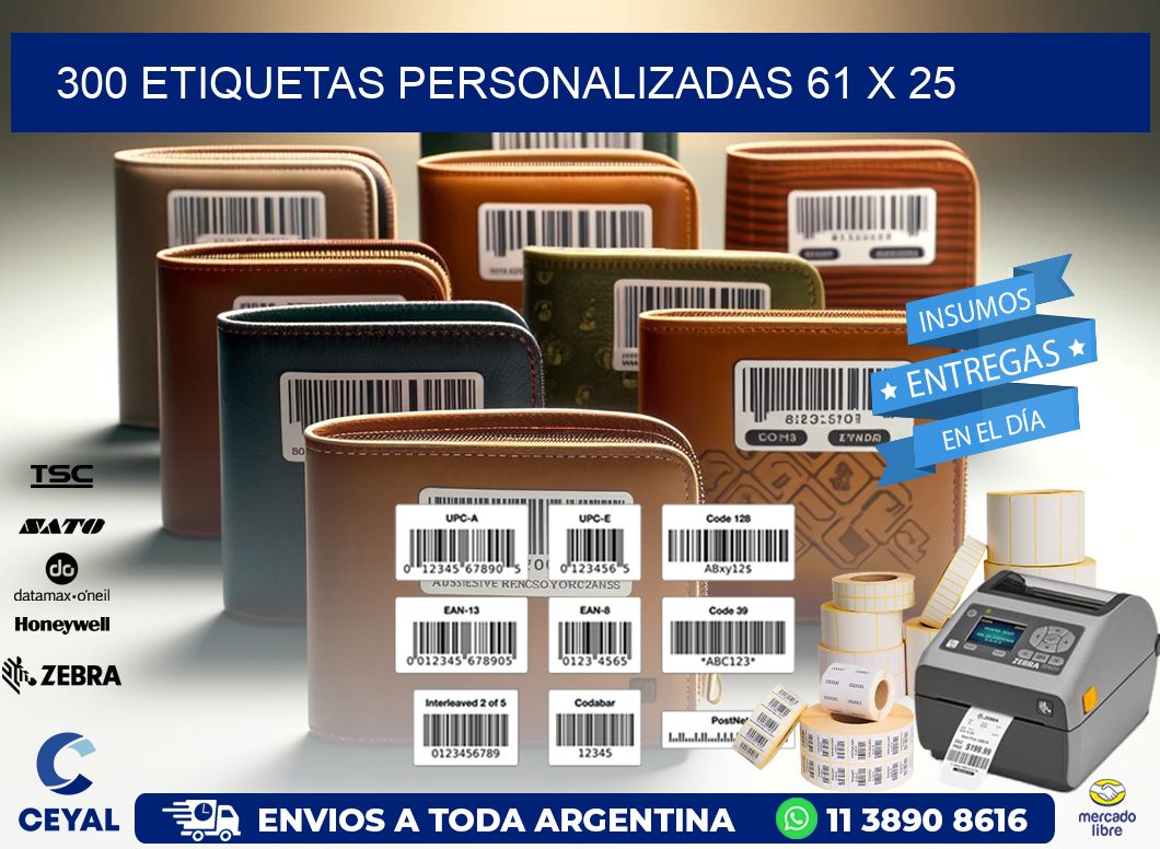 300 ETIQUETAS PERSONALIZADAS 61 x 25