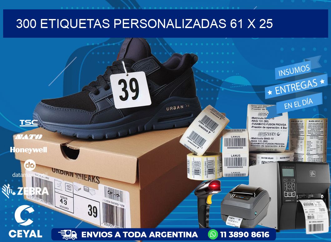 300 ETIQUETAS PERSONALIZADAS 61 x 25