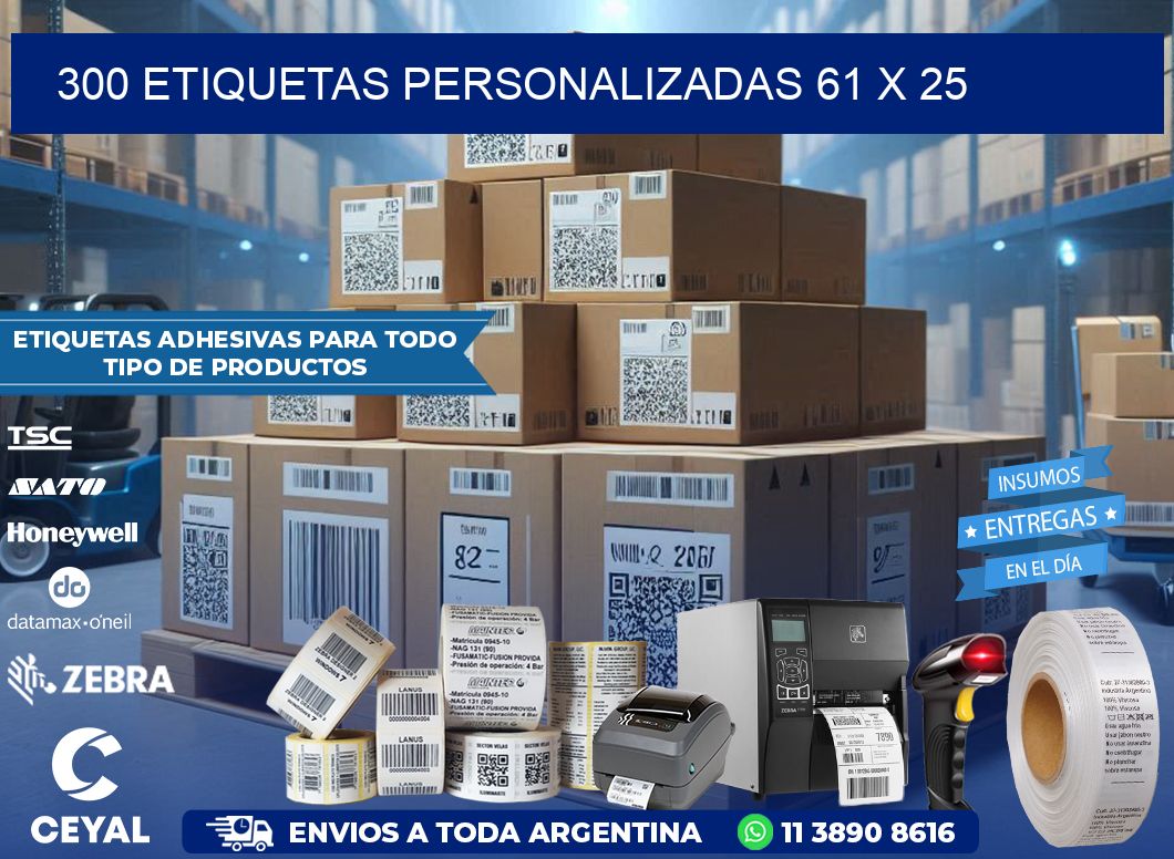 300 ETIQUETAS PERSONALIZADAS 61 x 25