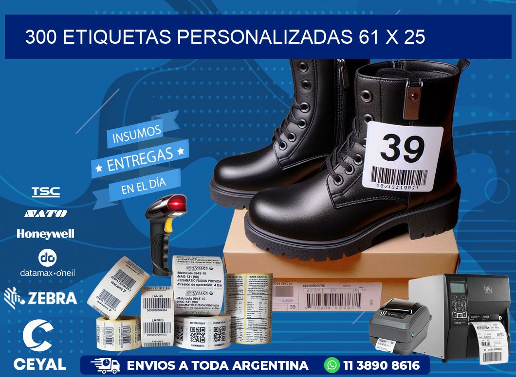 300 ETIQUETAS PERSONALIZADAS 61 x 25