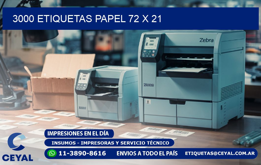 3000 ETIQUETAS PAPEL 72 x 21