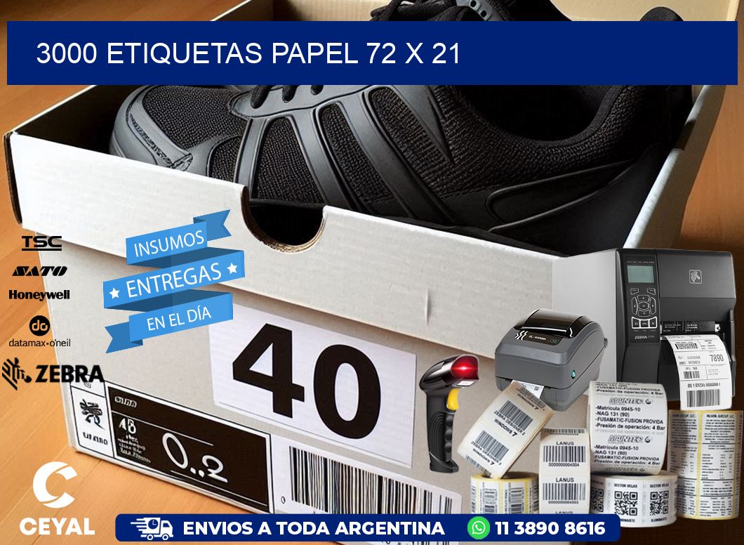 3000 ETIQUETAS PAPEL 72 x 21