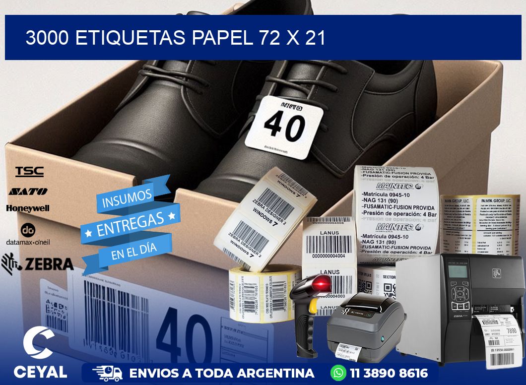 3000 ETIQUETAS PAPEL 72 x 21