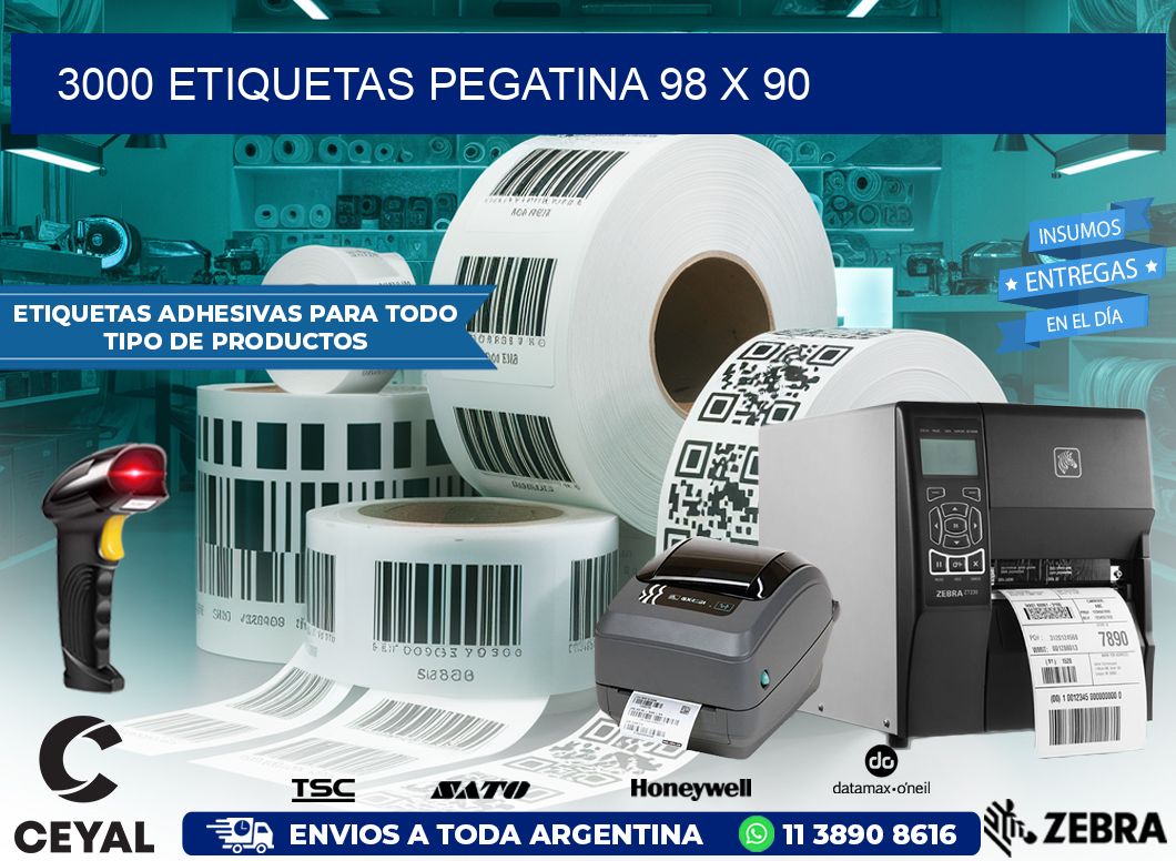 3000 ETIQUETAS PEGATINA 98 x 90