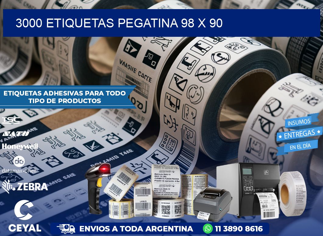 3000 ETIQUETAS PEGATINA 98 x 90