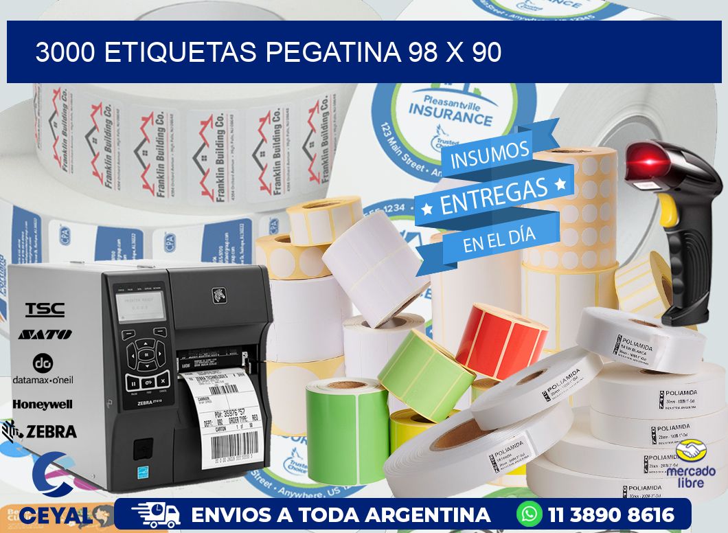 3000 ETIQUETAS PEGATINA 98 x 90