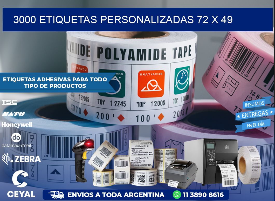 3000 ETIQUETAS PERSONALIZADAS 72 x 49