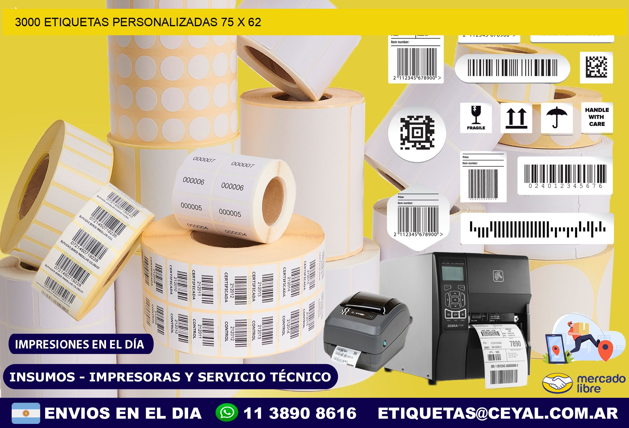 3000 ETIQUETAS PERSONALIZADAS 75 x 62