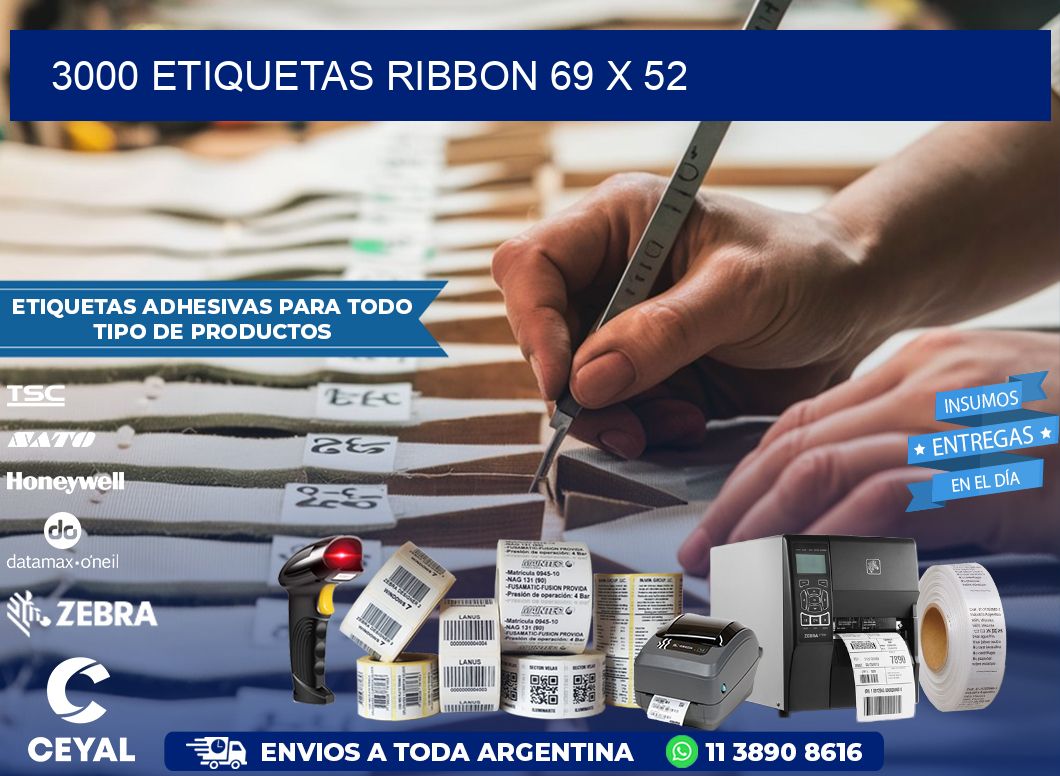 3000 ETIQUETAS RIBBON 69 x 52