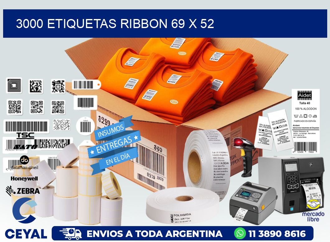 3000 ETIQUETAS RIBBON 69 x 52