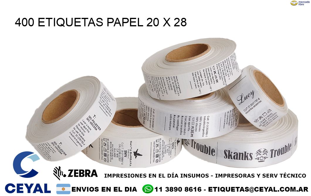 400 ETIQUETAS PAPEL 20 x 28